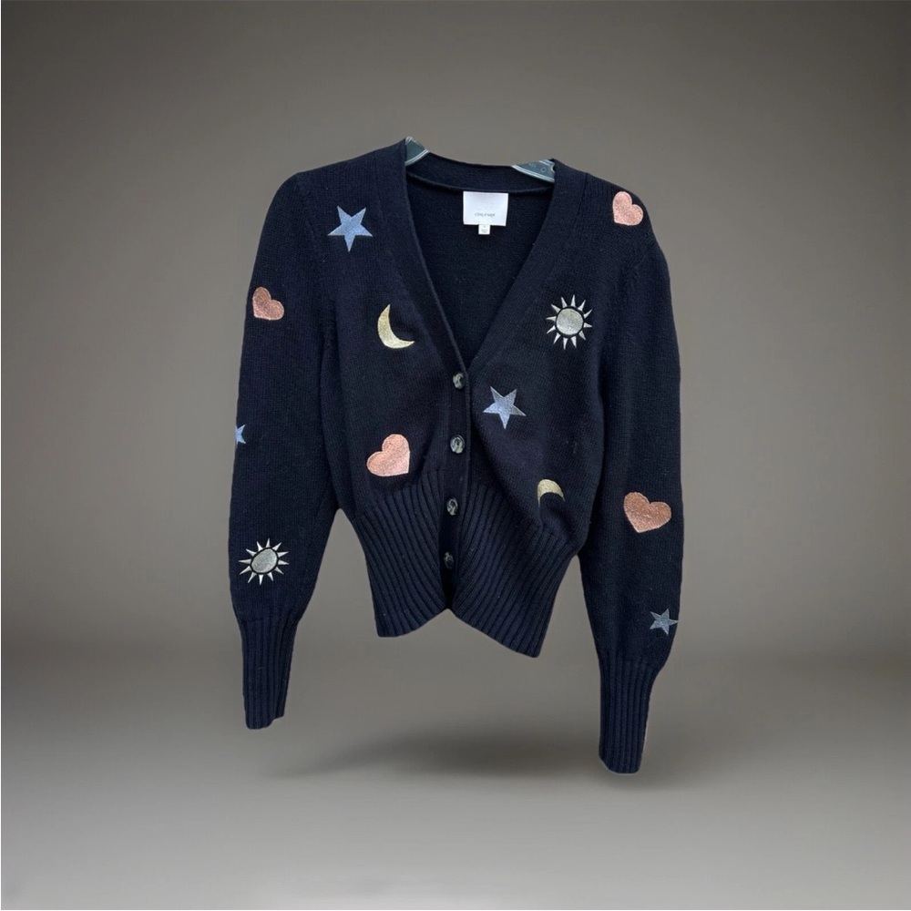 Cinq a Sept Woman Morgan Embroidered Cardigan Black Small - Picture 1 of 5